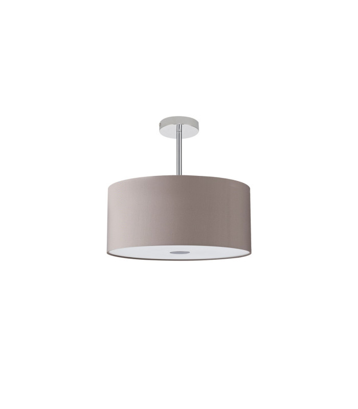Baymont Polished Chrome 3 Light E27 Semi Flush With 40cm x 18cm Faux Silk Shade Grey/White Laminate-4