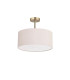 Baymont Antique Brass 3 Light E27 Semi Flush With 40cm x 18cm Dual Faux Silk Shade Nude Beige/Moonlight-4