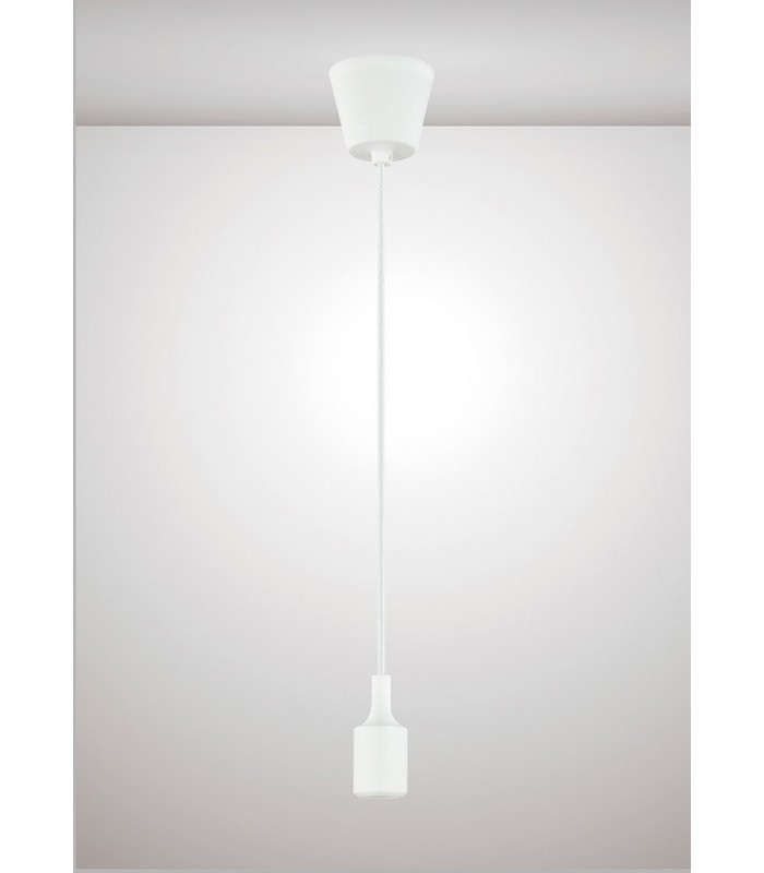 1.5m Suspension Kit 1 Light White,90mm Plastic Base and Silicon Lampholder Cover, E27 Max 60W, c, w Ceiling Bracket - 2