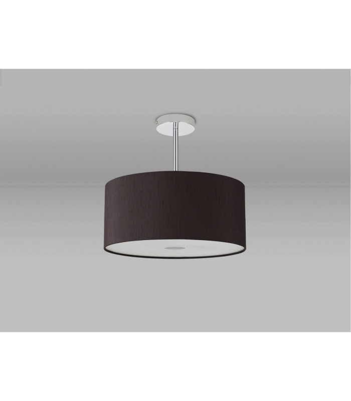 Baymont Polished Chrome 3 Light E27 Semi Flush With 40cm x 18cm Faux Silk Shade Black/White Laminate-13