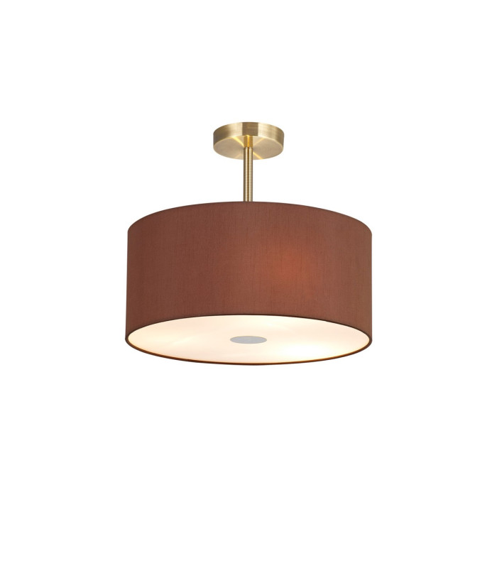 Baymont Antique Brass 3 Light E27 Semi Flush With 40cm x 18cm Dual Faux Silk Shade Cocoa/Grecian Bronze-1