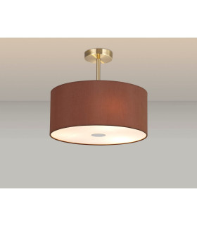 Baymont Antique Brass 3 Light E27 Semi Flush With 40cm x 18cm Dual Faux Silk Shade Cocoa/Grecian Bronze-2