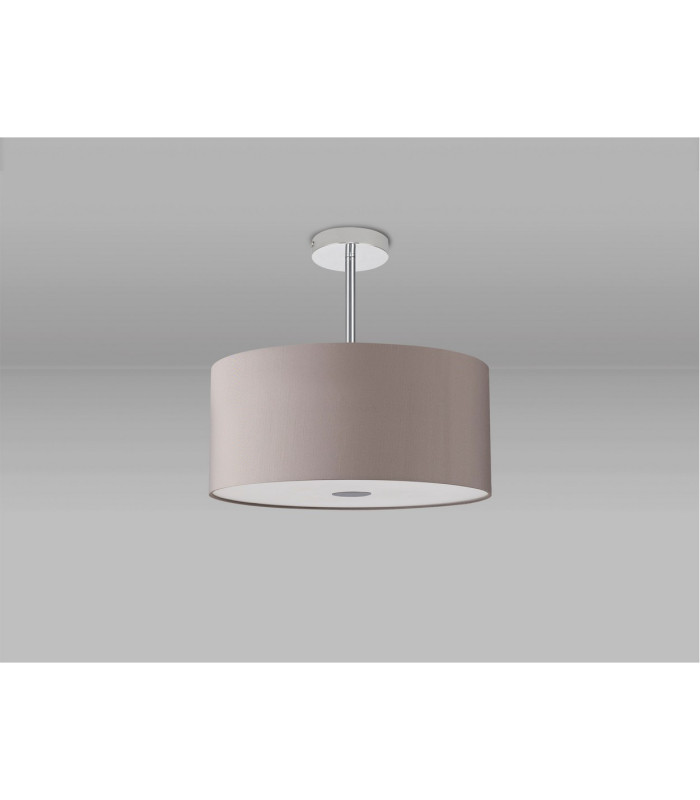 Baymont Polished Chrome 3 Light E27 Semi Flush With 40cm x 18cm Faux Silk Shade Grey/White Laminate-13