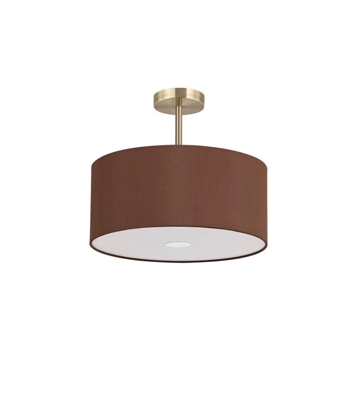 Baymont Antique Brass 3 Light E27 Semi Flush With 40cm x 18cm Dual Faux Silk Shade Cocoa/Grecian Bronze-4
