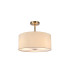 Baymont Antique Brass 3 Light E27 Semi Flush With 40cm x 18cm Faux Silk Shade Ivory Pearl/White Laminate-1