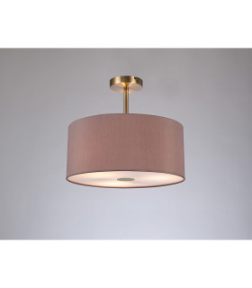 Baymont Antique Brass 3 Light E27 Semi Flush With 40cm x 18cm Dual Faux Silk Shade Taupe/Halo Gold-2
