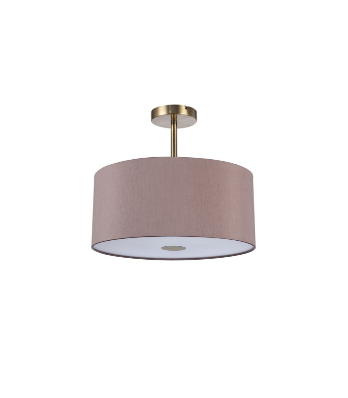 Baymont Antique Brass 3 Light E27 Semi Flush With 40cm x 18cm Dual Faux Silk Shade Taupe/Halo Gold-4