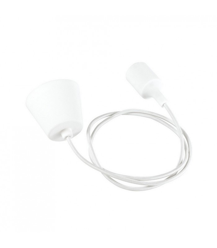 1.5m Suspension Kit 1 Light White,90mm Plastic Base and Silicon Lampholder Cover, E27 Max 60W, c, w Ceiling Bracket - 6