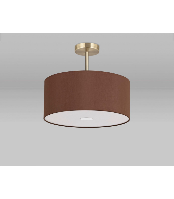 Baymont Antique Brass 3 Light E27 Semi Flush With 40cm x 18cm Dual Faux Silk Shade Cocoa/Grecian Bronze-13