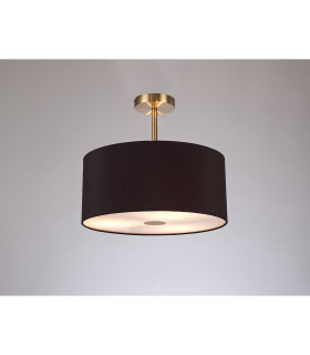 Baymont Antique Brass 3 Light E27 Semi Flush With 40cm x 18cm Dual Faux Silk Shade Black/Green Olive-2