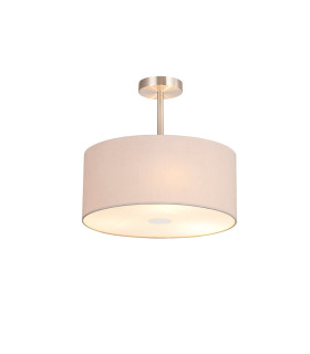 Baymont Satin Nickel 3 Light E27 Semi Flush With 40cm x 18cm Dual Faux Silk Shade Nude Beige/Moonlight-1