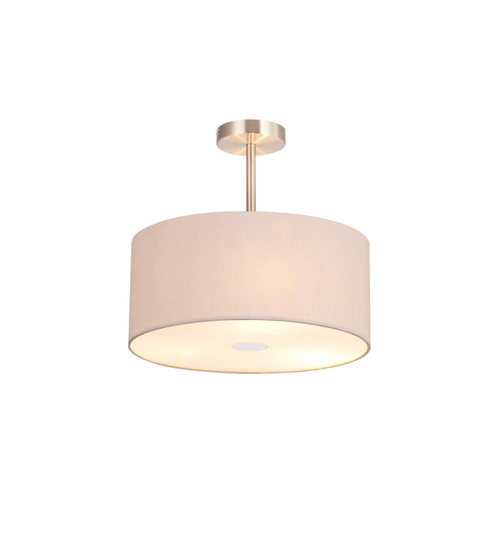 Baymont Satin Nickel 3 Light E27 Semi Flush With 40cm x 18cm Dual Faux Silk Shade Nude Beige/Moonlight-1