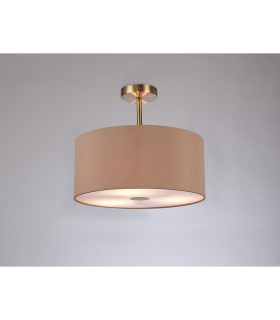 Baymont Antique Brass 3 Light E27 Semi Flush With 40cm Dual Faux Silk Shade Antique Gold/Ruby-2