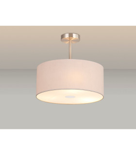 Baymont Satin Nickel 3 Light E27 Semi Flush With 40cm x 18cm Dual Faux Silk Shade Nude Beige/Moonlight-2