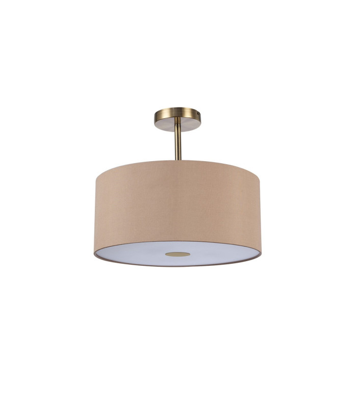 Baymont Antique Brass 3 Light E27 Semi Flush With 40cm Dual Faux Silk Shade Antique Gold/Ruby-4