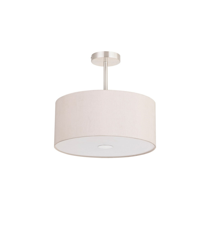 Baymont Satin Nickel 3 Light E27 Semi Flush With 40cm x 18cm Dual Faux Silk Shade Nude Beige/Moonlight-4