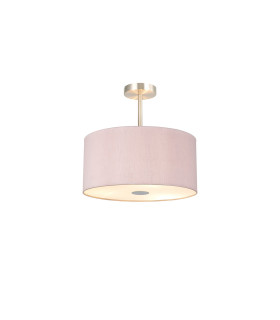 Baymont Satin Nickel 3 Light E27 Semi Flush With 40cm x 18cm x 18cm Dual Faux Silk Shade Taupe/Halo Gold-1
