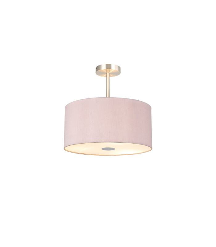 Baymont Satin Nickel 3 Light E27 Semi Flush With 40cm x 18cm x 18cm Dual Faux Silk Shade Taupe/Halo Gold-1