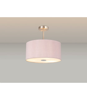 Baymont Satin Nickel 3 Light E27 Semi Flush With 40cm x 18cm x 18cm Dual Faux Silk Shade Taupe/Halo Gold-2