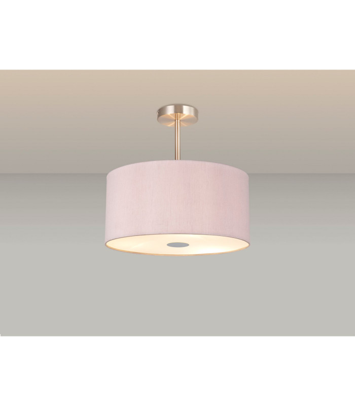 Baymont Satin Nickel 3 Light E27 Semi Flush With 40cm x 18cm x 18cm Dual Faux Silk Shade Taupe/Halo Gold-2