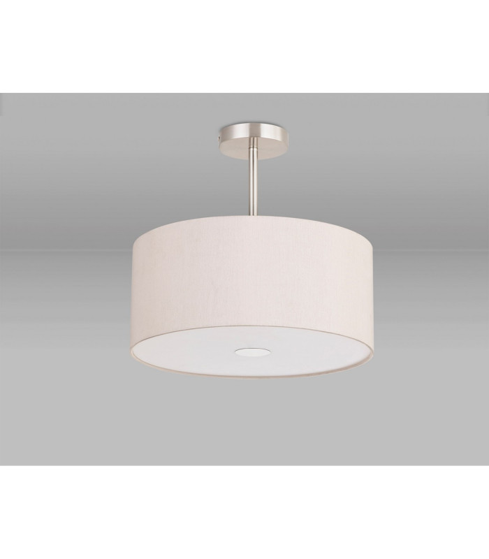 Baymont Satin Nickel 3 Light E27 Semi Flush With 40cm x 18cm Dual Faux Silk Shade Nude Beige/Moonlight-13