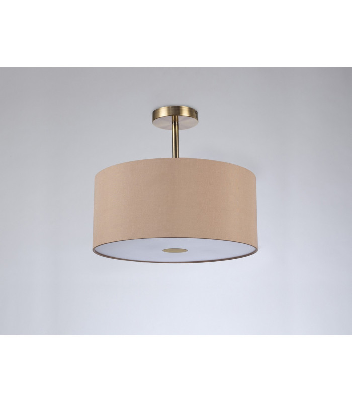 Baymont Antique Brass 3 Light E27 Semi Flush With 40cm Dual Faux Silk Shade Antique Gold/Ruby-13