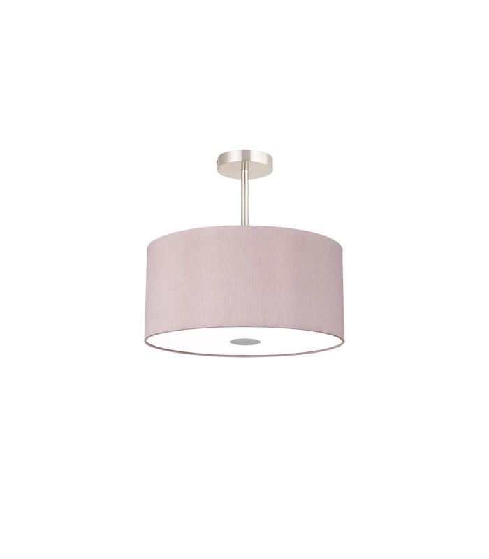 Baymont Satin Nickel 3 Light E27 Semi Flush With 40cm x 18cm x 18cm Dual Faux Silk Shade Taupe/Halo Gold-4