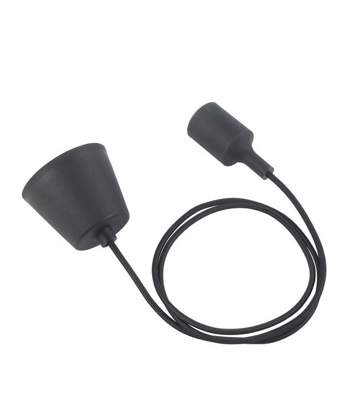 1.5m Suspension Kit 1 Light Black,90mm Plastic Base and Silicon Lampholder Cover, E27 Max 60W, c, w Ceiling Bracket - 6