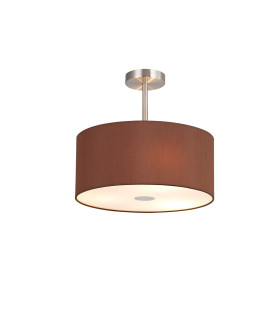 Baymont Satin Nickel 3 Light E27 Semi Flush With 40cm x 18cm Dual Faux Silk Shade Cocoa/Grecian Bronze-1