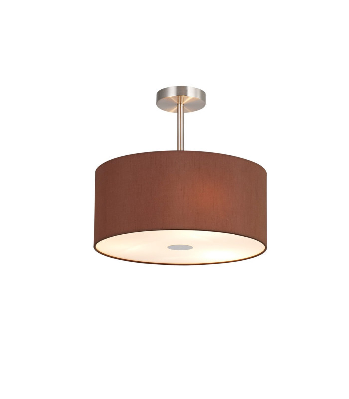 Baymont Satin Nickel 3 Light E27 Semi Flush With 40cm x 18cm Dual Faux Silk Shade Cocoa/Grecian Bronze-1