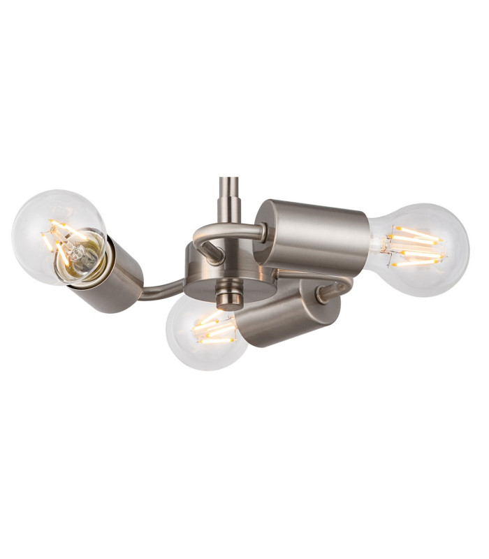 Baymont Satin Nickel 3 Light E27 Semi Flush With 40cm x 18cm x 18cm Dual Faux Silk Shade Taupe/Halo Gold-5