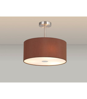 Baymont Satin Nickel 3 Light E27 Semi Flush With 40cm x 18cm Dual Faux Silk Shade Cocoa/Grecian Bronze-2