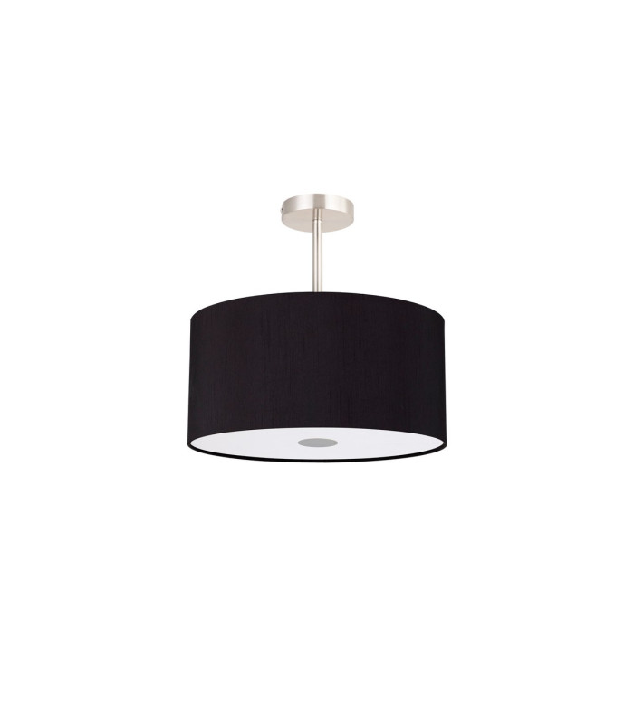 Baymont Satin Nickel 3 Light E27 Semi Flush With 40cm x 18cm Dual Faux Silk Shade Black/Green Olive-4
