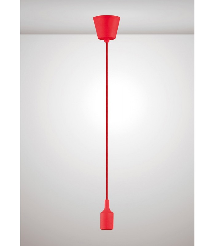 1.5m Suspension Kit 1 Light Red,90mm Plastic Base and Silicon Lampholder Cover, E27 Max 60W, c, w Ceiling Bracket - 2