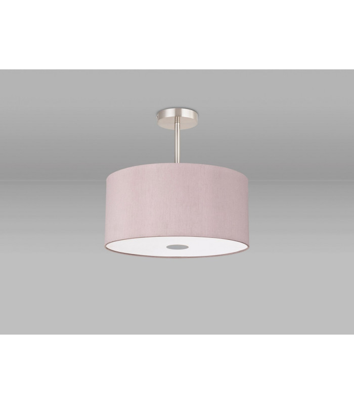 Baymont Satin Nickel 3 Light E27 Semi Flush With 40cm x 18cm x 18cm Dual Faux Silk Shade Taupe/Halo Gold-13