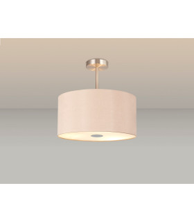 Baymont Satin Nickel 3 Light E27 Semi Flush With 40cm x 18cm Dual Faux Silk Shade Antique Gold/Ruby-2