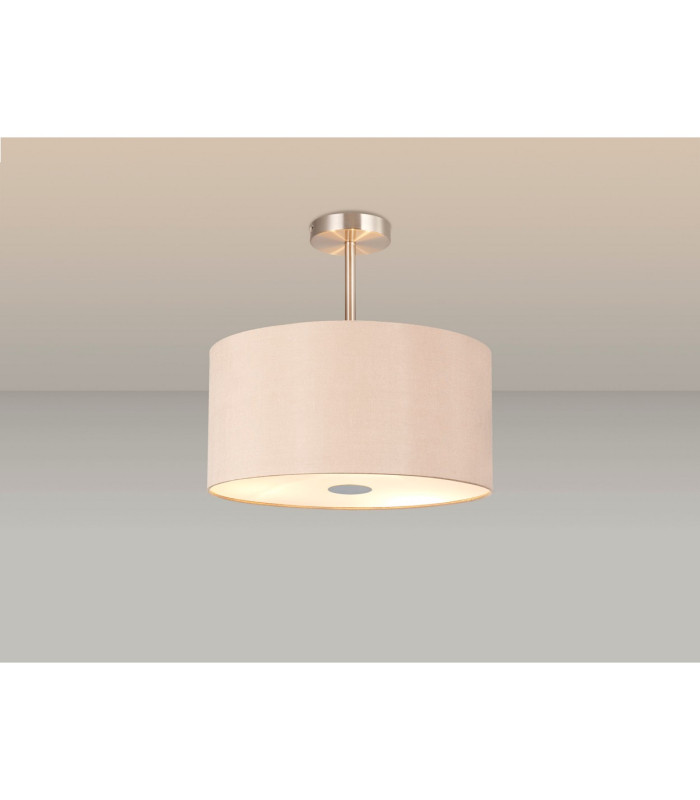 Baymont Satin Nickel 3 Light E27 Semi Flush With 40cm x 18cm Dual Faux Silk Shade Antique Gold/Ruby-2