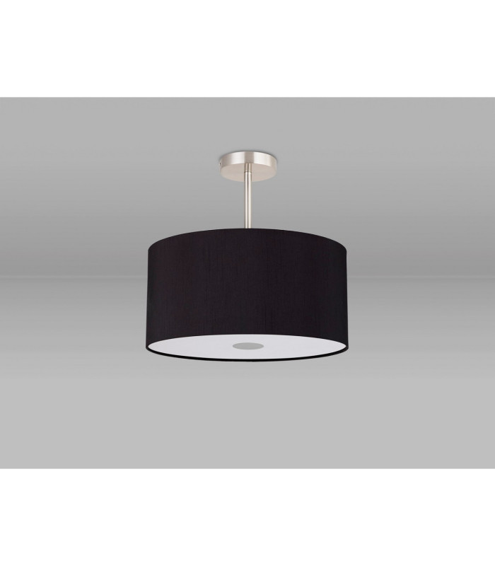 Baymont Satin Nickel 3 Light E27 Semi Flush With 40cm x 18cm Dual Faux Silk Shade Black/Green Olive-13
