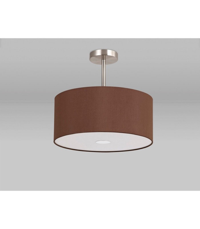 Baymont Satin Nickel 3 Light E27 Semi Flush With 40cm x 18cm Dual Faux Silk Shade Cocoa/Grecian Bronze-13
