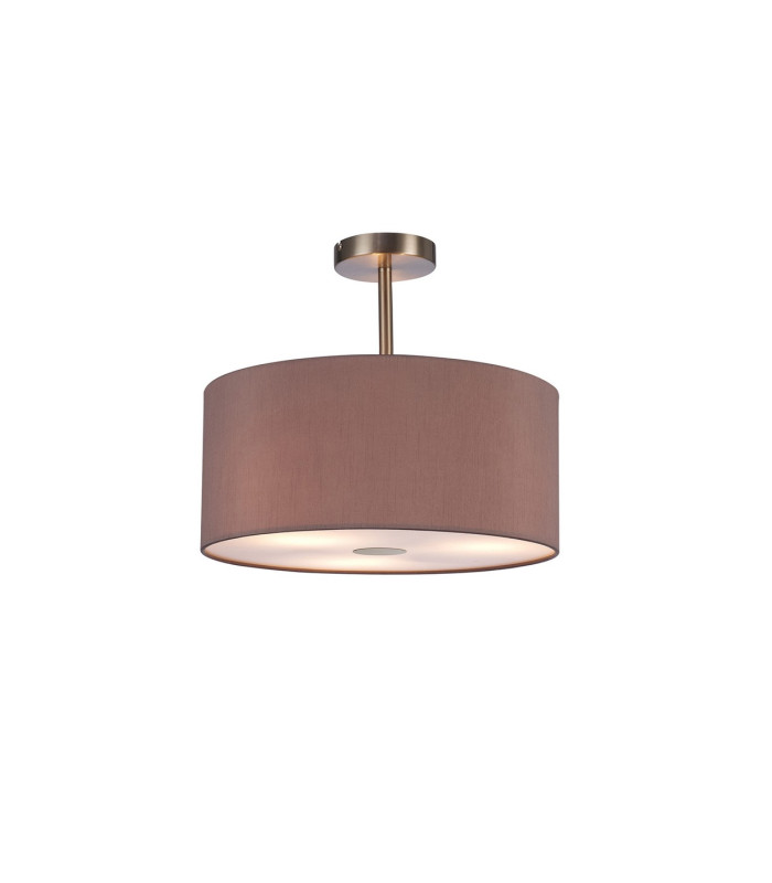 Baymont Satin Nickel 3 Light E27 Semi Flush With 40cm x 18cm Dual Faux Silk Shade Taupe/Halo Gold-1