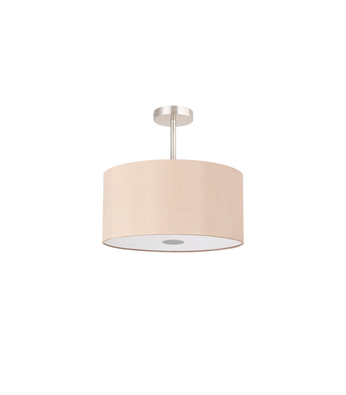 Baymont Satin Nickel 3 Light E27 Semi Flush With 40cm x 18cm Dual Faux Silk Shade Antique Gold/Ruby-4
