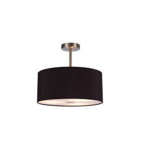 Baymont Satin Nickel 3 Light E27 Semi Flush With 40cm x 18cm Dual Faux Silk Shade Black/Green Olive-1
