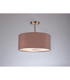 Baymont Satin Nickel 3 Light E27 Semi Flush With 40cm x 18cm Dual Faux Silk Shade Taupe/Halo Gold-2