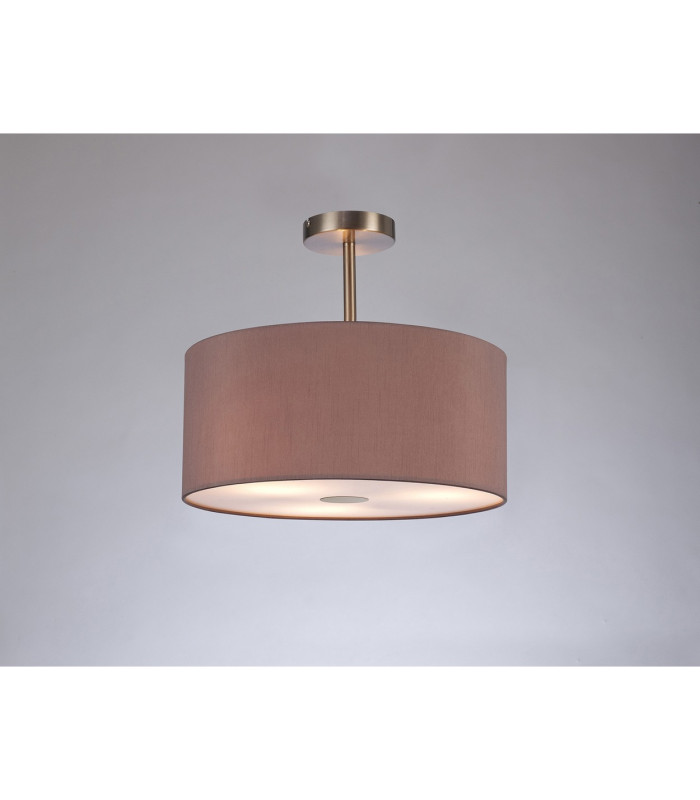 Baymont Satin Nickel 3 Light E27 Semi Flush With 40cm x 18cm Dual Faux Silk Shade Taupe/Halo Gold-2