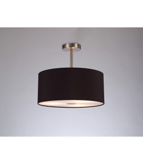 Baymont Satin Nickel 3 Light E27 Semi Flush With 40cm x 18cm Dual Faux Silk Shade Black/Green Olive-2