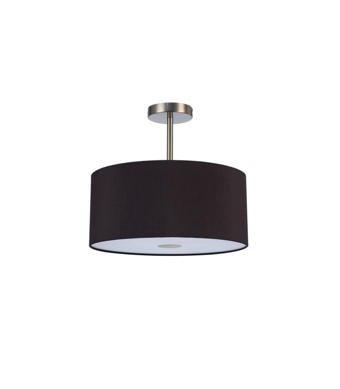 Baymont Satin Nickel 3 Light E27 Semi Flush With 40cm x 18cm Dual Faux Silk Shade Black/Green Olive-4