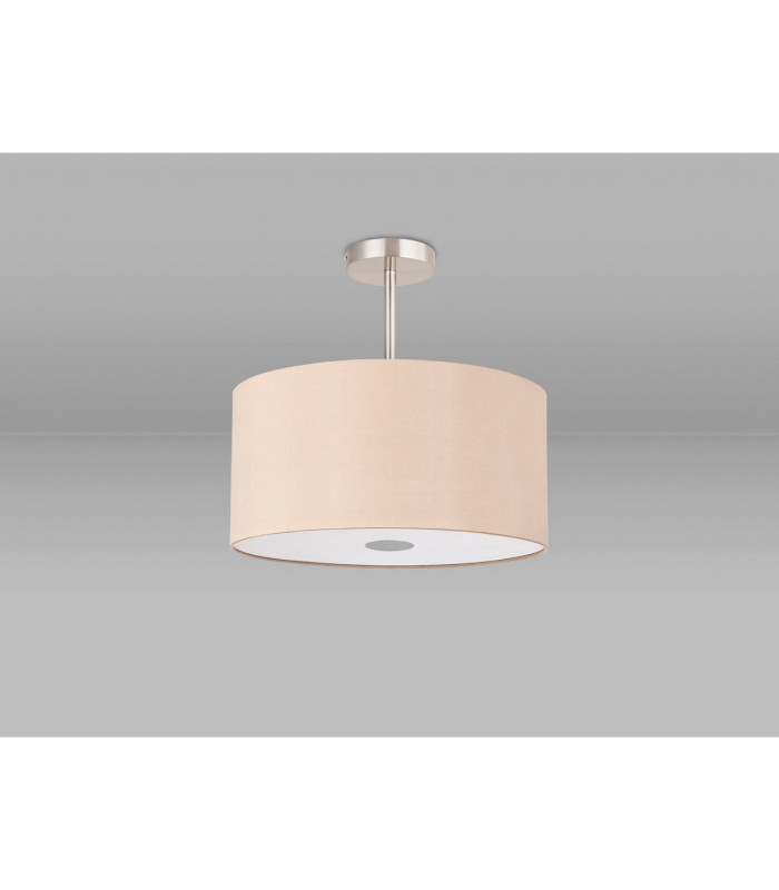 Baymont Satin Nickel 3 Light E27 Semi Flush With 40cm x 18cm Dual Faux Silk Shade Antique Gold/Ruby-13