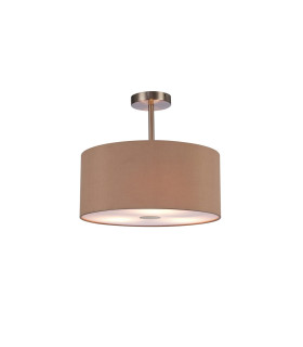 Baymont Satin Nickel 3 Light E27 Semi Flush With 40cm x 18cm Dual Faux Silk Shade Antique Gold/Ruby-1