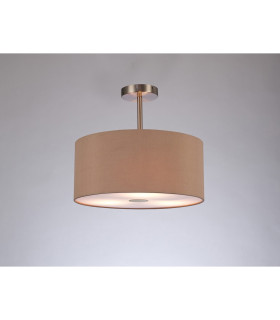 Baymont Satin Nickel 3 Light E27 Semi Flush With 40cm x 18cm Dual Faux Silk Shade Antique Gold/Ruby-2
