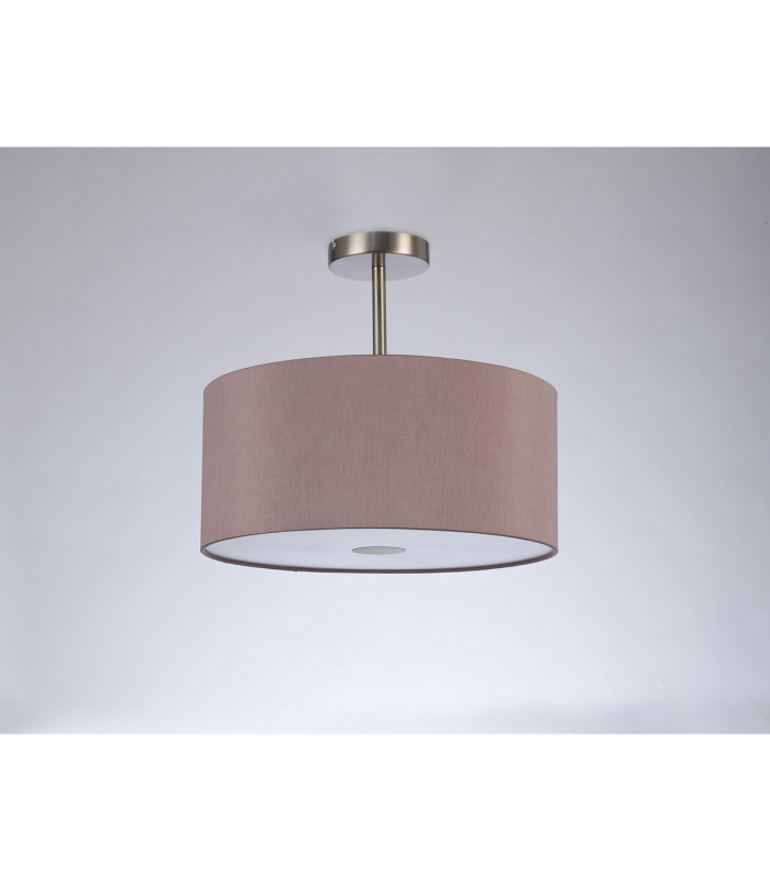 Baymont Satin Nickel 3 Light E27 Semi Flush With 40cm x 18cm Dual Faux Silk Shade Taupe/Halo Gold-13